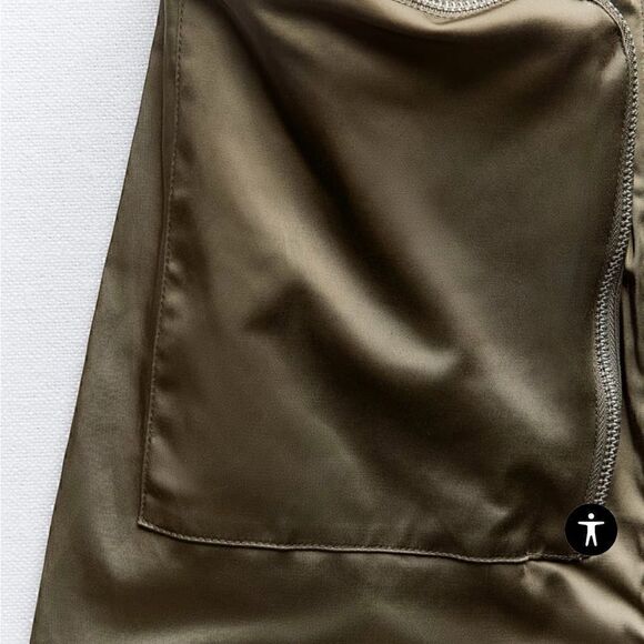 ZARA  Strapless Utility Dress in Dark Khaki Sz S NWT - Picture 7 of 16